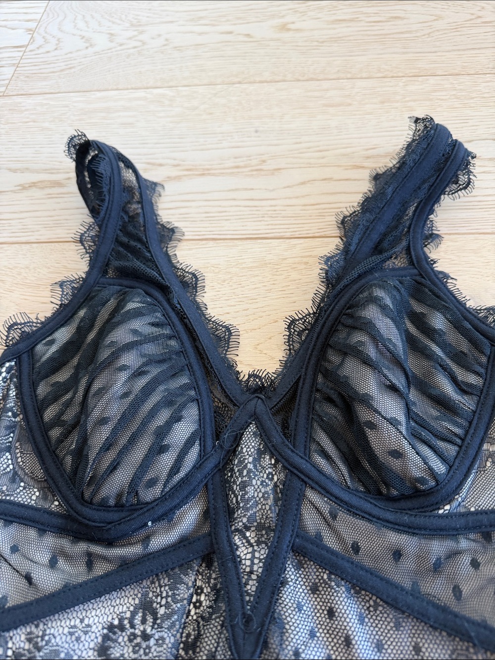 bebe Black Sheer Lace Slip Dress - Picture 2 of 8